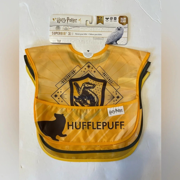 Harry Potter Hufflepuff Superbib Set Of 3 Bibs NWT - Picture 5 of 5